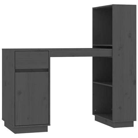 Scrivania Grigia 110x53x117 Cm In Legno Massello Di Pino - Foto 1