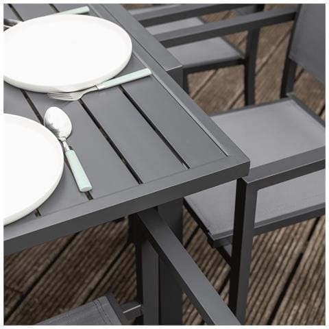 Veneziaset Di Mobili Da Giardino Allungabili In Textilene Grigio 140/200 Posti A Sedere 10 - Alluminio Antracite - Foto 13