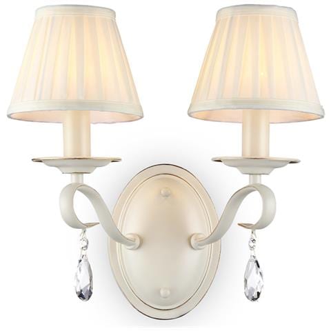Applique Shabby Chicbrionia Metallo Beige 2 Luci Diffusori Vetro Bianchi - Foto 1
