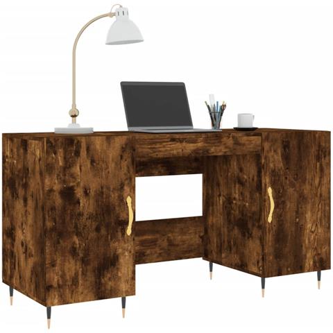 Scrivania Rovere Fumo 140x50x75 Cm In Legno Multistrato - Foto 2