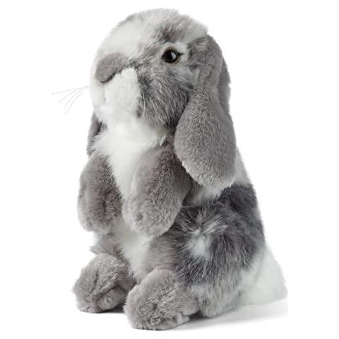 Grigio Coniglio Seduto Con Le Orecchie Cadenti, Coniglietto Tenero E Realistico, Peluche Ecologico Naturli, 7 Pollici - Foto 1
