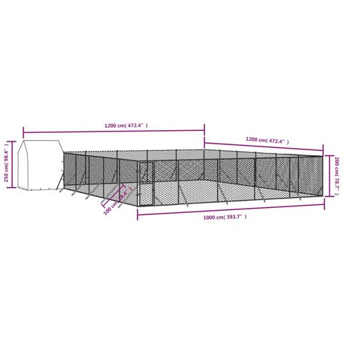 Cuccia Cani Da Esterno Tetto Argento 12x12x2,5m Acciaio Zincato - Foto 2
