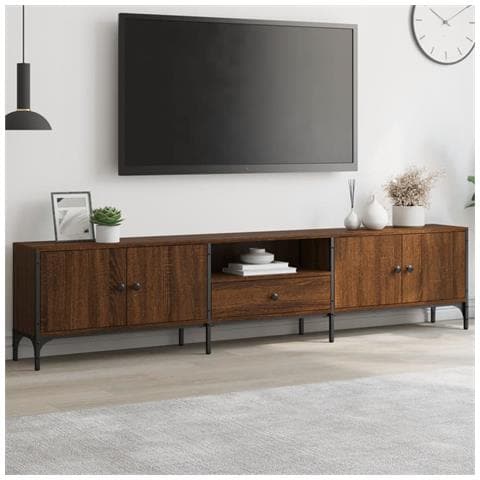 Mobile Tv Cassetto Rovere Marrone 200x25x44cm Legno Multistrato - Foto 1