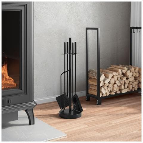 Set Attrezzi Per Caminetto 5 Pz 18x66 Cm In Acciaio - Foto 3