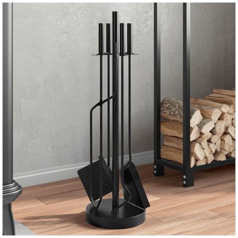 Set Attrezzi Per Caminetto 5 Pz 18x66 Cm In Acciaio - Foto 1