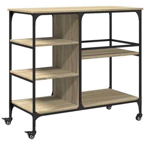 Carrello Cucina Rovere Sonoma 100x48x89,5 Cm Legno Multistrato - Foto 2