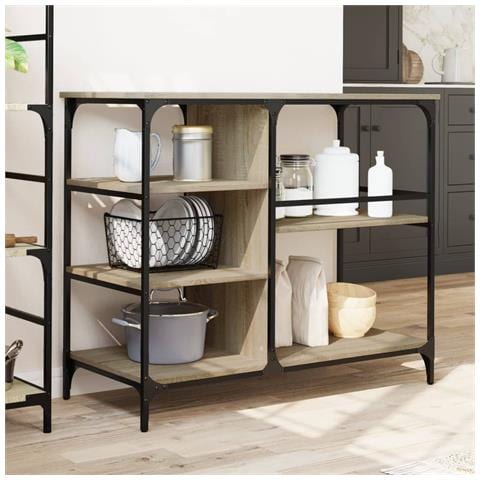 Carrello Cucina Rovere Sonoma 100x48x89,5 Cm Legno Multistrato - Foto 3