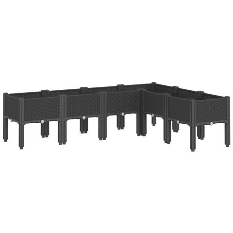 Fioriera Da Giardino Con Gambe Nera 160x120x42 Cm In Pp - Foto 2