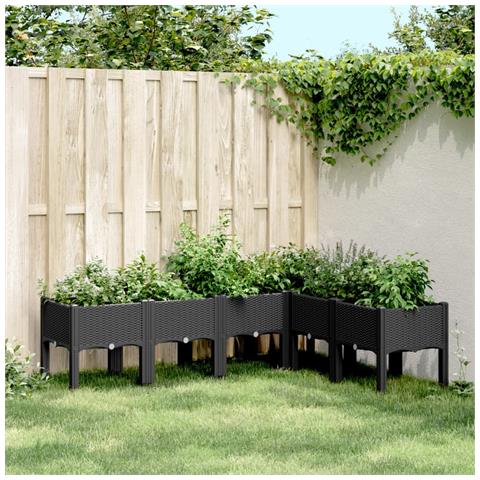 Fioriera Da Giardino Con Gambe Nera 160x120x42 Cm In Pp - Foto 1