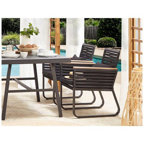 Set Di 2 Sedie Da Giardino Metallo Nero Canetto - Foto 1