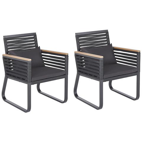 Set Di 2 Sedie Da Giardino Metallo Nero Canetto - Foto 2