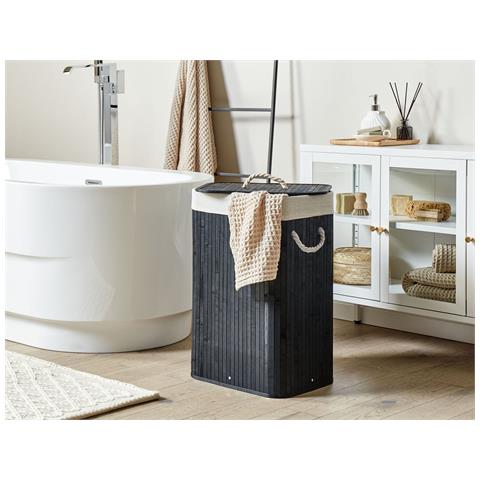 Cestino Komari Legno Di Bambù Nero 72 L - Foto 1