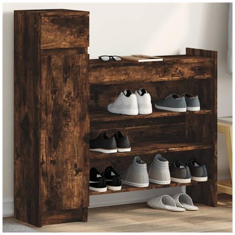 Scarpiera Rovere Fumo 100,5x28x100 Cm In Legno Multistrato - Foto 1