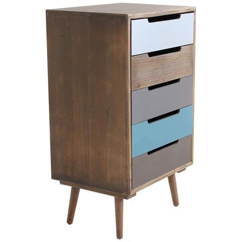 Cassettiera In Legno Con 5 Cassetti Colorati 45x36,5xh81,5 Cm Charles - Foto 1