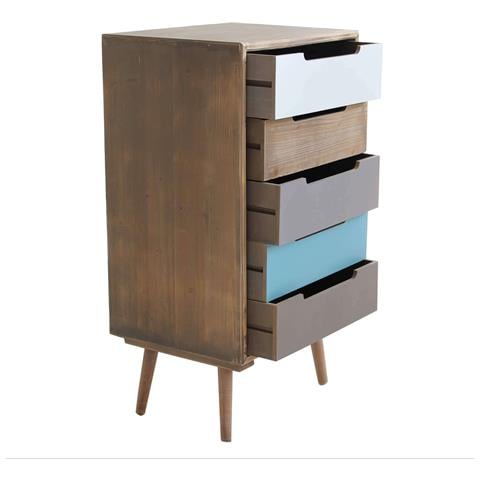Cassettiera In Legno Con 5 Cassetti Colorati 45x36,5xh81,5 Cm Charles - Foto 2