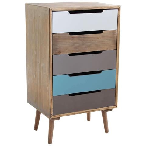 Cassettiera In Legno Con 5 Cassetti Colorati 45x36,5xh81,5 Cm Charles - Foto 5