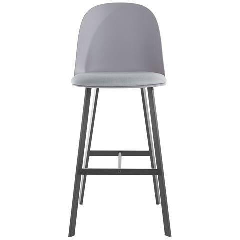 Asta Set Di 2 Sgabelli In Pu E Plastica Grigio Con Gambe In Metallo Nero - Foto 2