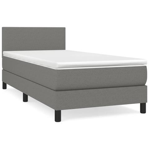 Giroletto A Molle Con Materasso Grigio Scuro 90x190 Cm Tessuto - Foto 1