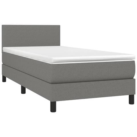 Giroletto A Molle Con Materasso Grigio Scuro 90x190 Cm Tessuto - Foto 2