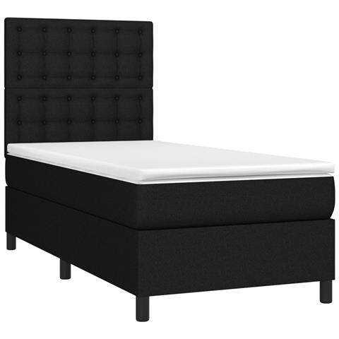 Letto A Molle Con Materasso E Led Nero 90x200 Cm In Tessuto - Foto 2