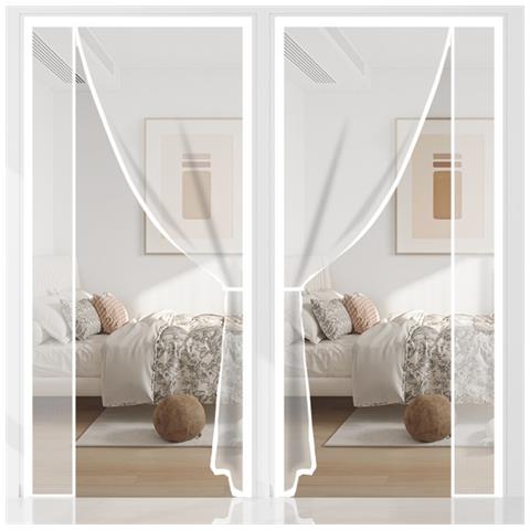 Tenda Per Porta Con Schermo Magnetico In Fibra Di Vetro White M - Foto 3