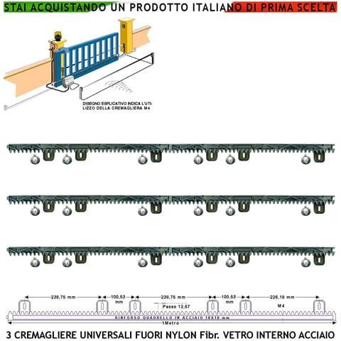 Asta Cremagliera Antiusura Universale M4 Tre Pezzi Da 1 Metro In Nylon Antirumore Interno Acciaio Portata Garantita 6 - Foto 1