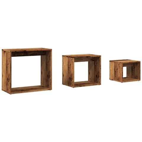 Tavolini Impilabili 3 Pz Legno Antico In Legno Multistrato - Foto 2