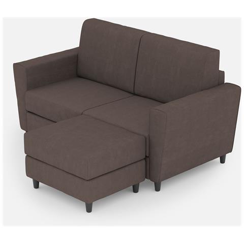 Divano Yasel 2 Posti (due Sedute Da 60cm) + Pouf Misure Esterne L. 152 P. 155 Colore Talpa - Foto 1