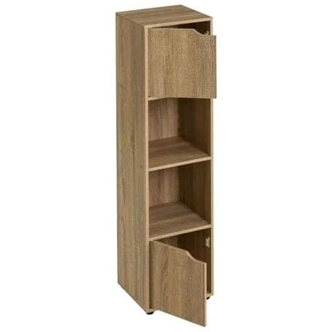 Libreria Scaffale In Legno Di Truciolato Laminato Da 12 Mm,con 4 Scomparti È 2 Ante, Porta Libri Con Ante,ufficio, Studio, Soggiorno L30xp29xh119 - Foto 2