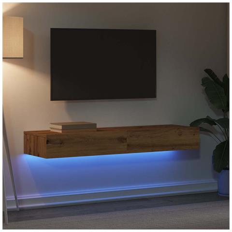 Mobili Porta TV Luci LED 2 pz Rovere Artigianale 60x35x15,5 cm - Foto 10