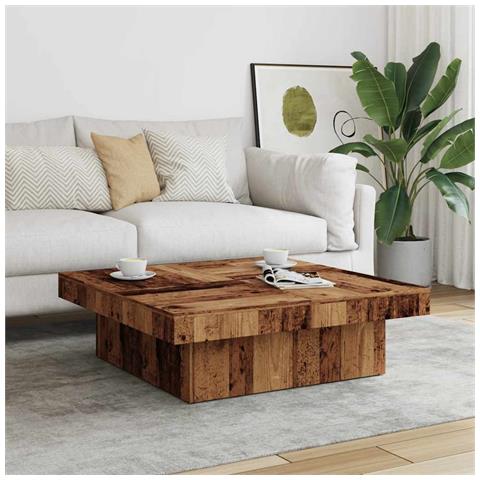 Tavolino Da Salotto Legno Antico 90x90x28 Cm In Truciolato - Foto 3