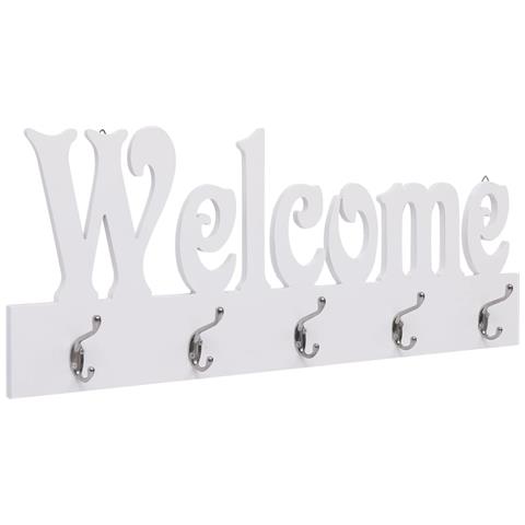 Lusso Casadino - Appendiabiti A Muro Welcome Bianco 74x29,5 Cm - Foto 2
