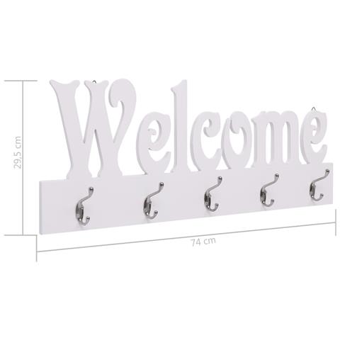 Lusso Casadino - Appendiabiti A Muro Welcome Bianco 74x29,5 Cm - Foto 6