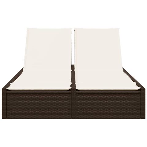 Lettino Prendisole Con Cuscini Marrone In Polyrattan - Foto 2