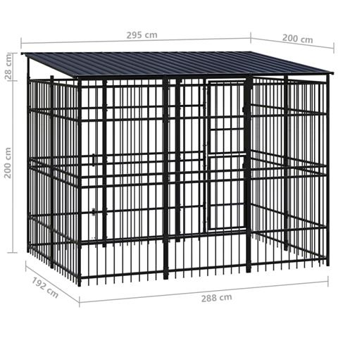 Gabbia per Cani da Esterno con Tetto in Acciaio 5,53 m² - Foto 8