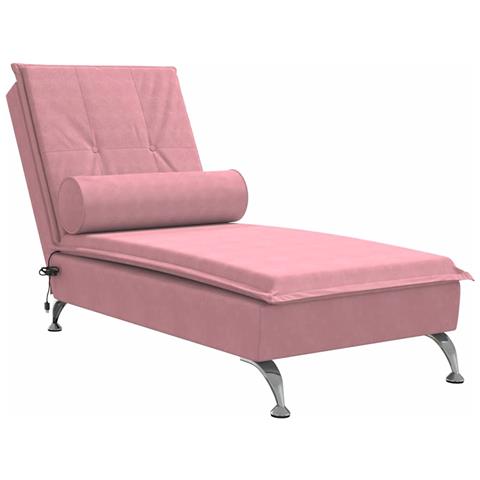 Chaise Longue Massaggi con Cuscino Rosa in Velluto - Foto 1