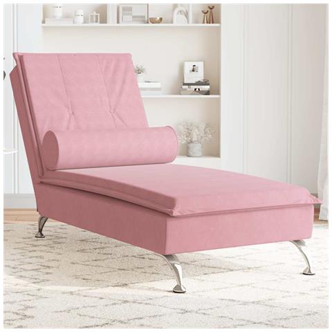 Chaise Longue Massaggi con Cuscino Rosa in Velluto - Foto 2