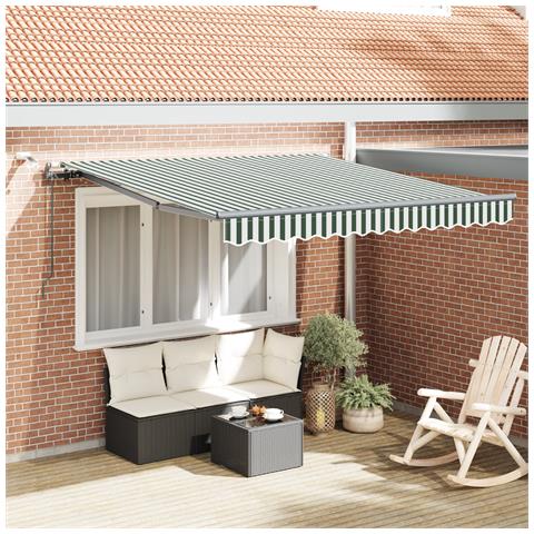 Tenda Retrattile Automatica con LED Verde e Bianca 300x250 cm, Tessuto di Ricambio per Tenda  per Struttura 3x2.5 m Verde e Bianca - Foto 2