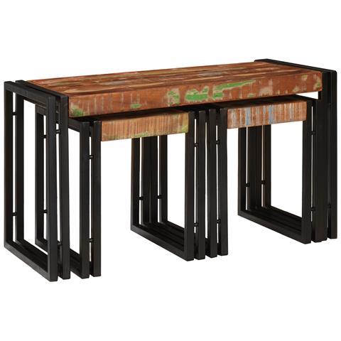 Tavoli da Annidamento 3 pcs Legno Massello Recuperato - Foto 1