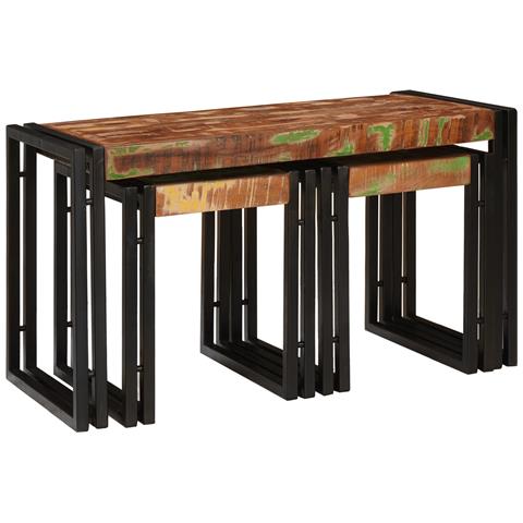 Tavoli da Annidamento 3 pcs Legno Massello Recuperato - Foto 2