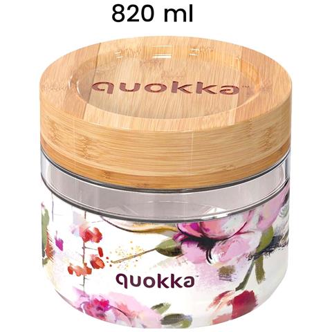 Contenitore Alimentare 820ml Decorazione Fiori Scuri Con Coperchio In Bambù, Multicolore - Foto 2