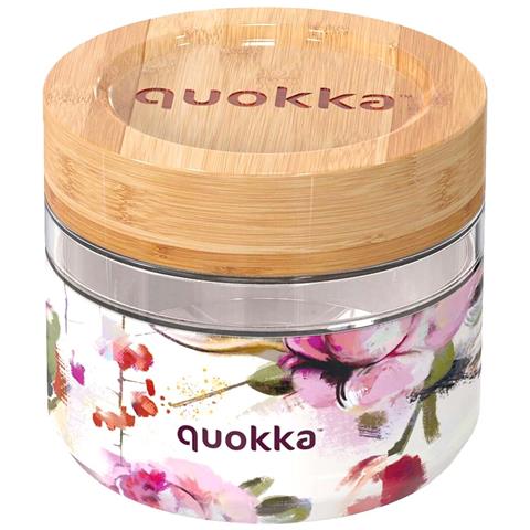 Contenitore Alimentare 820ml Decorazione Fiori Scuri Con Coperchio In Bambù, Multicolore - Foto 1