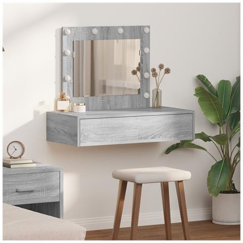 Toeletta da parete con luci LED Grigio sonoma - Foto 2