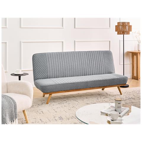 Divano Letto 2 Posti Kalfafel Tessuto Grigio - Foto 1