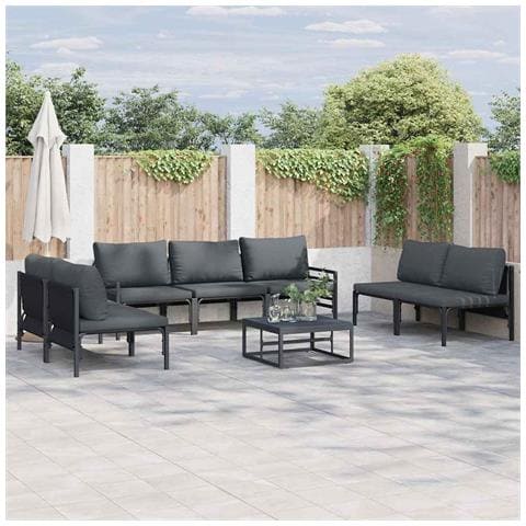 Set Divano da Giardino 7 pcs Antracite Acciaio - Foto 2
