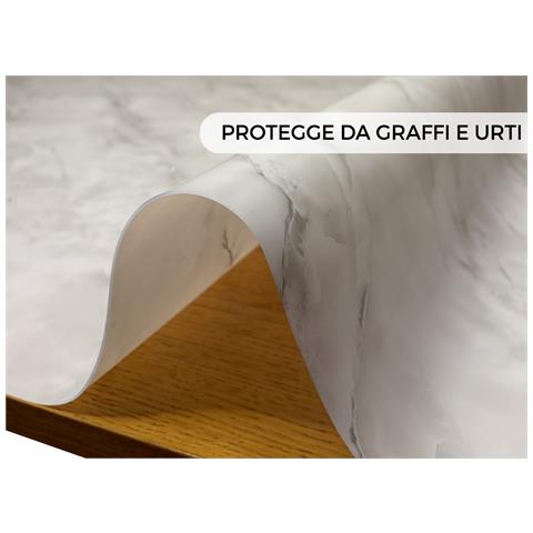 Tovaglia Antimacchia Plastificata Pvc Proteggi Tavolo Crystal Marmo 100x100 D9 - Foto 4