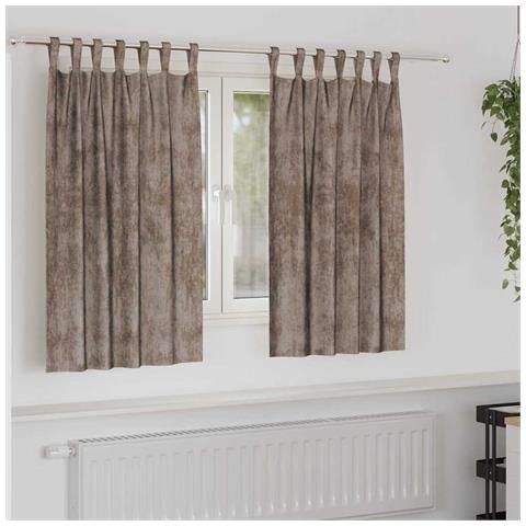 Tenda con tende 2 pcs Cappuccino 140 x 140 cm Velluto - Foto 2