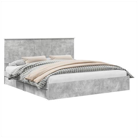 Letto con Contenitore con testiera Grigio cemento 180 x 200 cm - Foto 1
