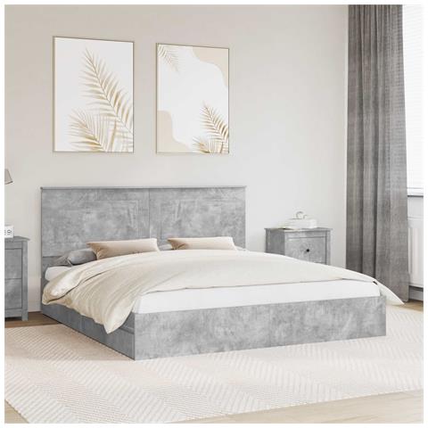 Letto con Contenitore con testiera Grigio cemento 180 x 200 cm - Foto 2