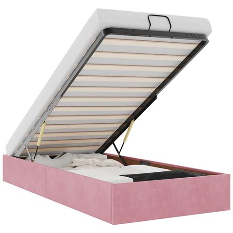 Struttura Letto Pouf Senza Materasso Rosa 80x200 cm Velluto - Foto 1